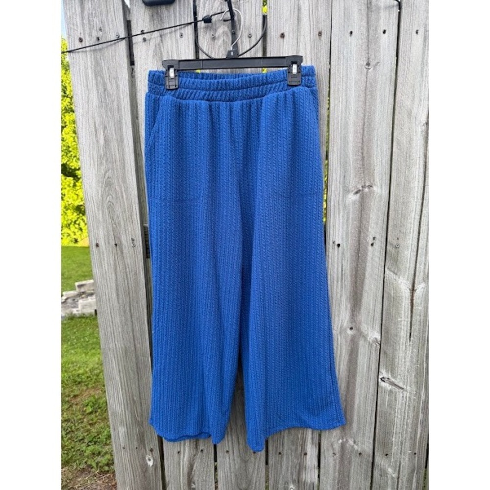 Textured Wide Leg Coastal Discount Divas Pants Womens Small Blue